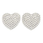 Wholesale oversized Pearl Pave Heart Post Drop Earrings L