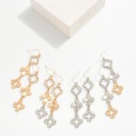 Wholesale linked Metal Clover Earrings Rhinestone Details L