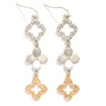 Wholesale linked Metal Clover Earrings Rhinestone Details L