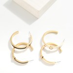 Wholesale enamel Hoop Earrings Clover Accent D