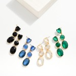 Wholesale linked Glass Crystal Post Drop Earrings Heart Post L