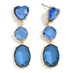 Wholesale linked Glass Crystal Post Drop Earrings Heart Post L