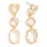 Wholesale linked Glass Crystal Post Drop Earrings Heart Post L
