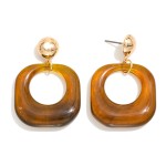 Wholesale rounded Acetate Hollow Square Post Drop Earrings Metal Post L