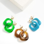 Wholesale rounded Acetate Hollow Square Post Drop Earrings Metal Post L