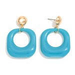 Wholesale rounded Acetate Hollow Square Post Drop Earrings Metal Post L