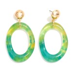 Wholesale acetate Hollow Irregular Oval Post Drop Earrings Metal Post L