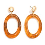 Wholesale acetate Hollow Irregular Oval Post Drop Earrings Metal Post L