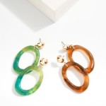 Wholesale acetate Hollow Irregular Oval Post Drop Earrings Metal Post L