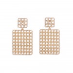 Wholesale linked Metal Lattice Square Rectangle Post Drop Earrings L