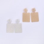 Wholesale linked Metal Lattice Square Rectangle Post Drop Earrings L