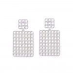 Wholesale linked Metal Lattice Square Rectangle Post Drop Earrings L