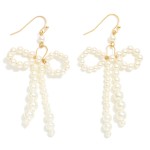 Wholesale pearl Beaded Bow Drop Earrings L