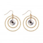 Wholesale nesting Hammered Metal Hoops Drop Earrings Glass Crystal Accent L