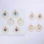 Wholesale nesting Hammered Metal Hoops Drop Earrings Glass Crystal Accent L