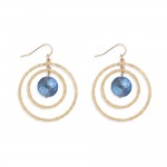 Wholesale nesting Hammered Metal Hoops Drop Earrings Glass Crystal Accent L