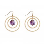 Wholesale nesting Hammered Metal Hoops Drop Earrings Glass Crystal Accent L