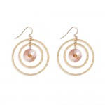 Wholesale nesting Hammered Metal Hoops Drop Earrings Glass Crystal Accent L