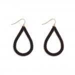 Wholesale string Wrapped Vegan Leather Hollow Teardrop Drop Earrings L