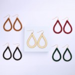 Wholesale string Wrapped Vegan Leather Hollow Teardrop Drop Earrings L