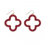 Wholesale string Wrapped Vegan Leather Hollow Clover Drop Earrings L