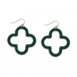 String Wrapped Vegan Leather Hollow Clover Drop Earrings 

- Approximately 2" L