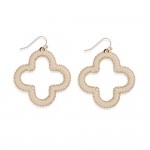 Wholesale string Wrapped Vegan Leather Hollow Clover Drop Earrings L