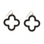 Wholesale string Wrapped Vegan Leather Hollow Clover Drop Earrings L