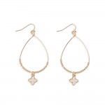 Wholesale metal Wire Teardrop Drop Earrings Gold Beads Clover Dangle L