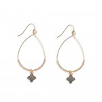 Wholesale metal Wire Teardrop Drop Earrings Gold Beads Clover Dangle L