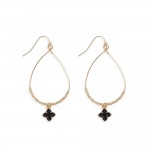 Wholesale metal Wire Teardrop Drop Earrings Gold Beads Clover Dangle L