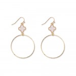 Wholesale metal Drop Hoop Earrings Clover Accent L
