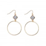 Wholesale metal Drop Hoop Earrings Clover Accent L