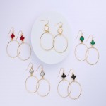Wholesale metal Drop Hoop Earrings Clover Accent L