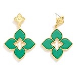 Wholesale textured Metal Clover Post Linked Clover Drop Earrings L