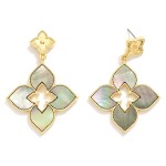 Wholesale textured Metal Clover Post Linked Clover Drop Earrings L