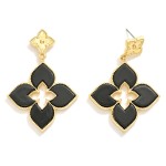 Wholesale textured Metal Clover Post Linked Clover Drop Earrings L