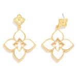 Wholesale textured Metal Clover Post Linked Clover Drop Earrings L