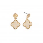 Wholesale linked Metal Vegan Leather Clover Post Drop Earrings L