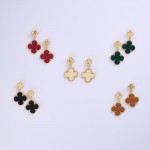 Wholesale linked Metal Vegan Leather Clover Post Drop Earrings L