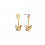 Wholesale chain Linked Metal Clover Butterfly Post Drop Earrings L