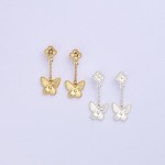 Wholesale chain Linked Metal Clover Butterfly Post Drop Earrings L