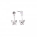 Wholesale chain Linked Metal Clover Butterfly Post Drop Earrings L