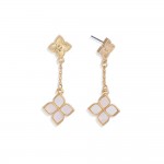 Wholesale chain Linked Clovers Post Drop Earrings L