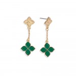 Wholesale chain Linked Clovers Post Drop Earrings L