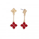 Wholesale chain Linked Clovers Post Drop Earrings L