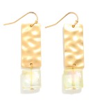 Wholesale hammered Rectangle Drop Earrings Glass Crystal Square L