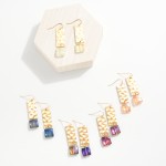 Wholesale hammered Rectangle Drop Earrings Glass Crystal Square L