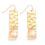 Wholesale hammered Rectangle Drop Earrings Glass Crystal Square L