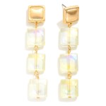 Wholesale linked Glass Crystal Squares Drop Earrings Square Posts L